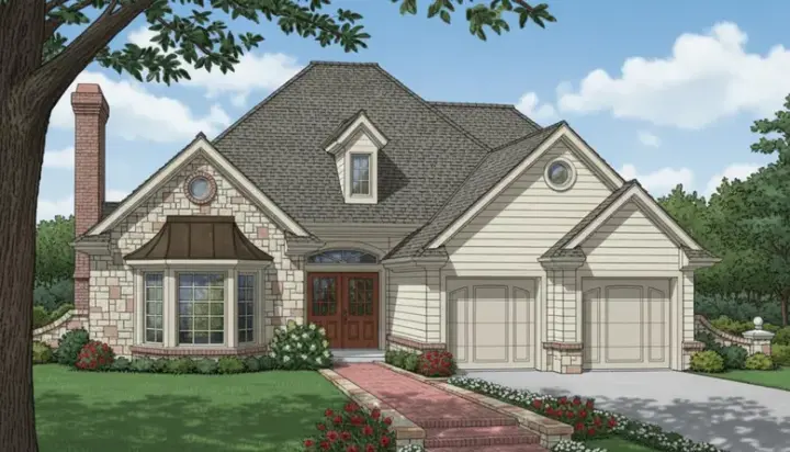 Traditional house plans 8-170 - front exterior, 1,821 sq ft, 3 bed, 2 bath house plans | Monster House Plans