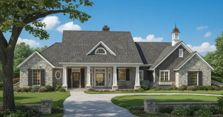 Country house plans 8-185 - front exterior, 1,892 sq ft, 3 bed, 2 bath house plans | Monster House Plans