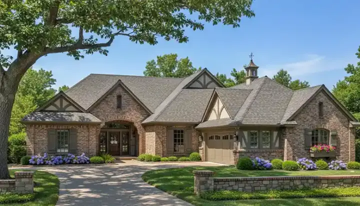 English Country house plans 8-201 - front exterior, 1,950 sq ft, 3 bed, 2 bath house plans | Monster House Plans