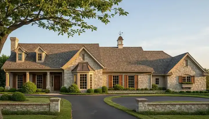 Ranch house plans 8-203 - front exterior, 1,966 sq ft, 2 bed, 2 bath house plans | Monster House Plans