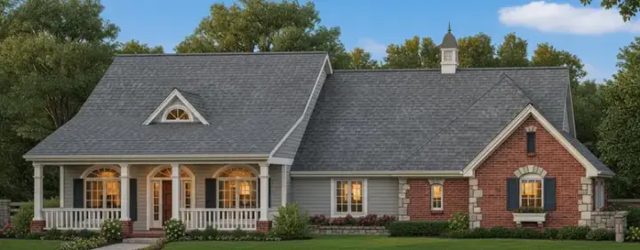 Country house plans 8-212 - front exterior, 2,006 sq ft, 4 bed, 2 bath house plans | Monster House Plans
