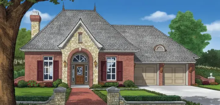 Traditional house plans 8-227 - front exterior, 2,069 sq ft, 3 bed, 2 bath house plans | Monster House Plans