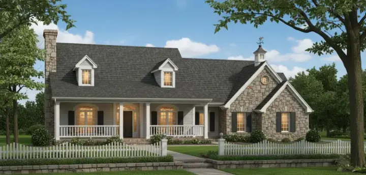 Country house plans 8-243 - front exterior, 2,118 sq ft, 4 bed, 2 bath house plans | Monster House Plans