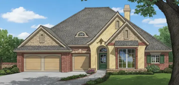 European house plans 8-290 - front exterior, 2,260 sq ft, 4 bed, 2 bath house plans | Monster House Plans