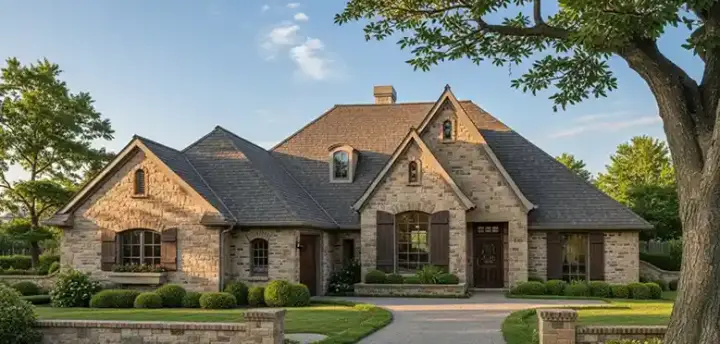 European house plans 8-297 - front exterior, 2,288 sq ft, 4 bed, 3 bath house plans | Monster House Plans