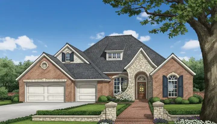 French Country house plans 8-299 - front exterior, 2,296 sq ft, 4 bed, 3 bath house plans | Monster House Plans