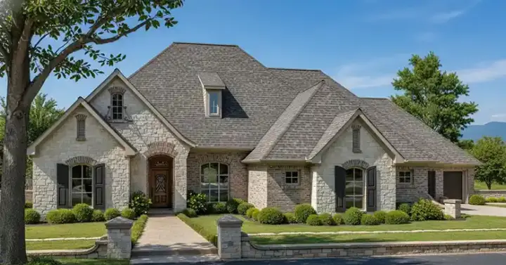 French Country house plans 8-301 - front exterior, 2,299 sq ft, 4 bed, 3 bath house plans | Monster House Plans