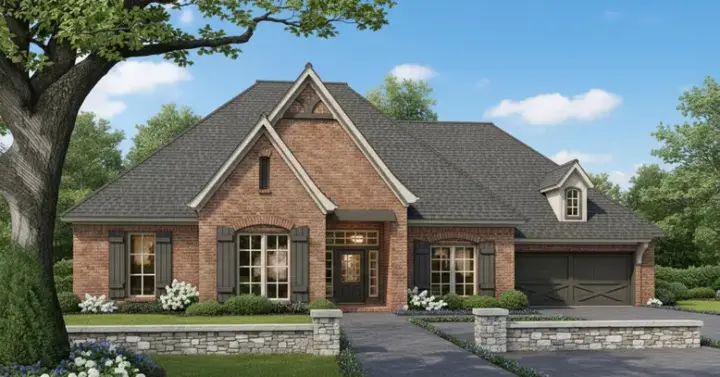 European house plans 8-326 - front exterior, 2,387 sq ft, 3 bed, 3 bath house plans | Monster House Plans