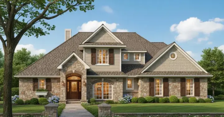 Traditional house plans 8-334 - front exterior, 2,406 sq ft, 4 bed, 3 bath house plans | Monster House Plans