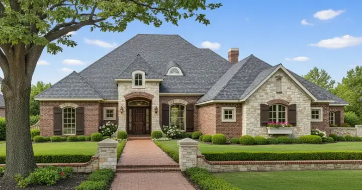 European house plans 8-338 - front exterior, 2,421 sq ft, 4 bed, 3 bath house plans | Monster House Plans