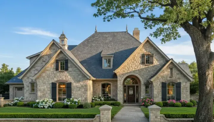 European house plans 8-371 - front exterior, 2,537 sq ft, 4 bed, 4 bath house plans | Monster House Plans