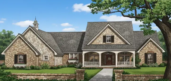Country house plans 8-385 - front exterior, 2,587 sq ft, 3 bed, 2 bath house plans | Monster House Plans