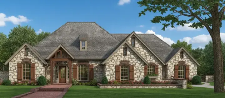 English Country house plans 8-398 - front exterior, 3,830 sq ft, 4 bed, 3 bath house plans | Monster House Plans