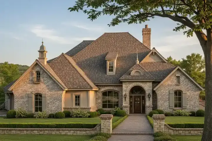 European house plans 8-406 - front exterior, 2,659 sq ft, 4 bed, 3 bath house plans | Monster House Plans