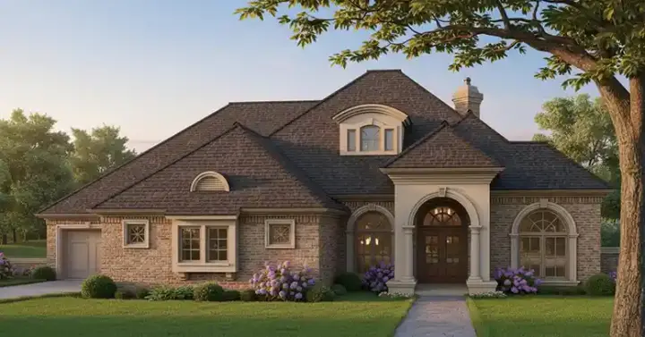 European house plans 8-413 - front exterior, 2,684 sq ft, 3 bed, 2 bath house plans | Monster House Plans