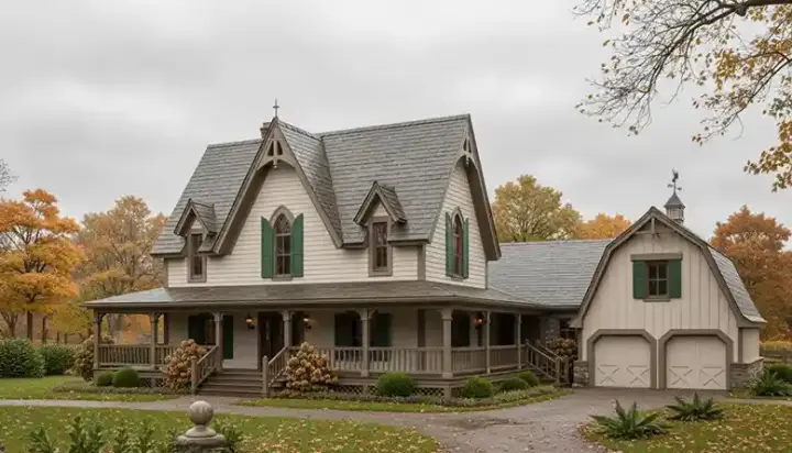 Farmhouse house plans 8-436 - front exterior, 2,772 sq ft, 6 bed, 3 bath house plans | Monster House Plans