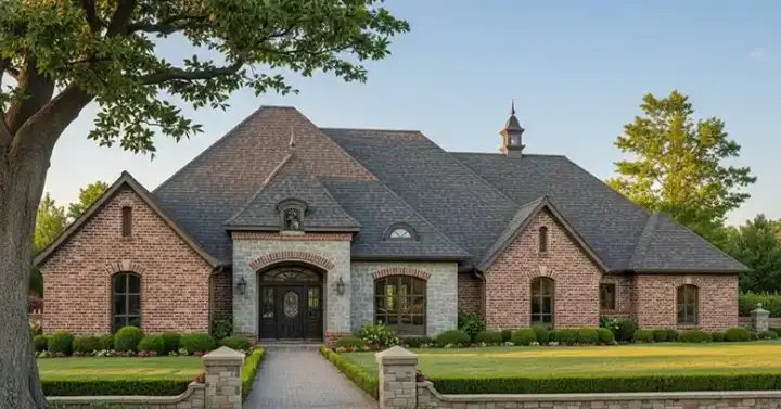 European house plans 8-442 - front exterior, 2,802 sq ft, 4 bed, 3 bath house plans | Monster House Plans