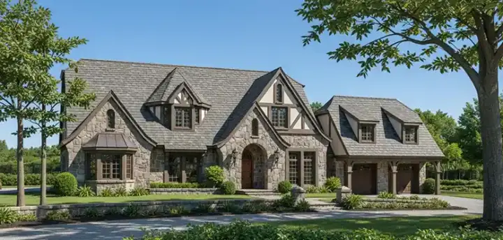 English Country house plans 8-462 - front exterior, 2,986 sq ft, 4 bed, 3 bath house plans | Monster House Plans