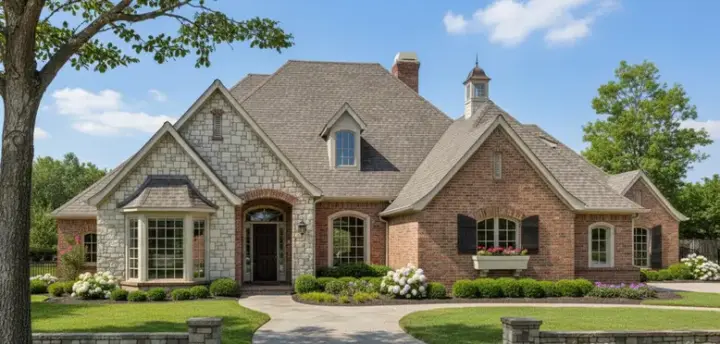 European house plans 8-468 - front exterior, 3,012 sq ft, 4 bed, 3 bath house plans | Monster House Plans