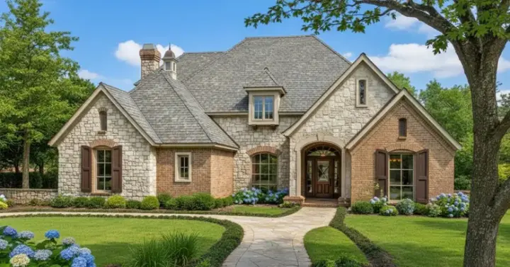 European house plans 8-477 - front exterior, 3,056 sq ft, 4 bed, 3 bath house plans | Monster House Plans