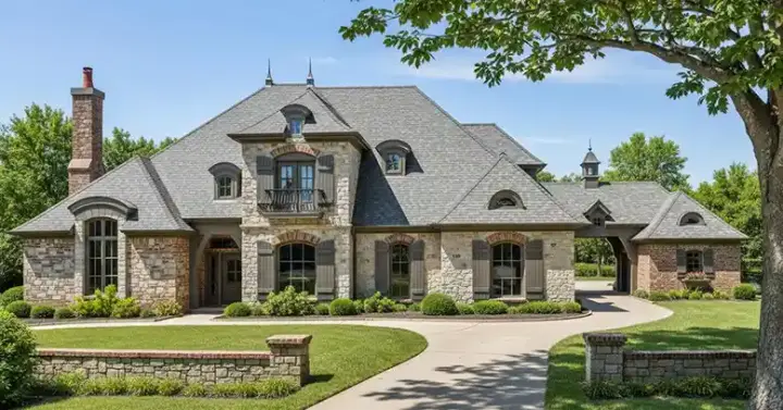 European house plans 8-495 - front exterior, 3,162 sq ft, 4 bed, 4 bath house plans | Monster House Plans