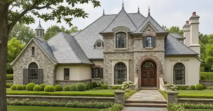 European house plans 8-501 - front exterior, 3,212 sq ft, 4 bed, 3 bath house plans | Monster House Plans