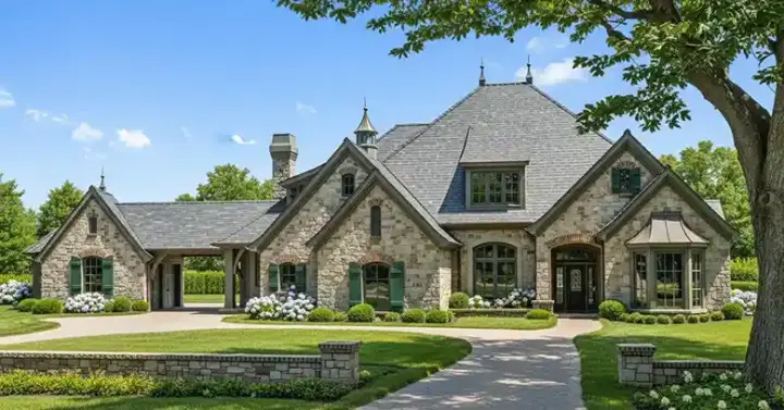 French Country house plans 8-509 - front exterior, 3,290 sq ft, 4 bed, 3 bath house plans | Monster House Plans