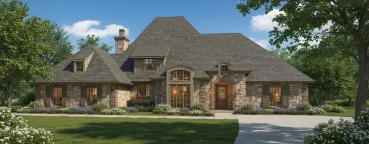 French Country house plans 8-535 - front exterior, 3,513 sq ft, 4 bed, 3 bath house plans | Monster House Plans