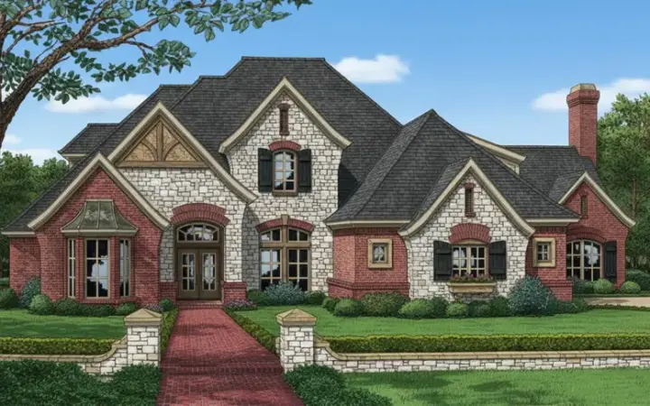 English Country house plans 8-536 - front exterior, 3,537 sq ft, 3 bed, 3 bath house plans | Monster House Plans