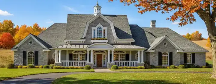 New England Colonial house plans 8-540 - front exterior, 3,578 sq ft, 4 bed, 3 bath house plans | Monster House Plans