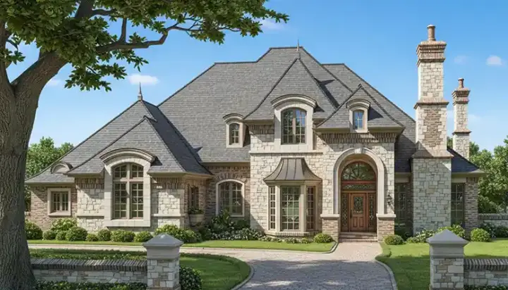 French Country house plans 8-548 - front exterior, 3,696 sq ft, 4 bed, 3 bath house plans | Monster House Plans