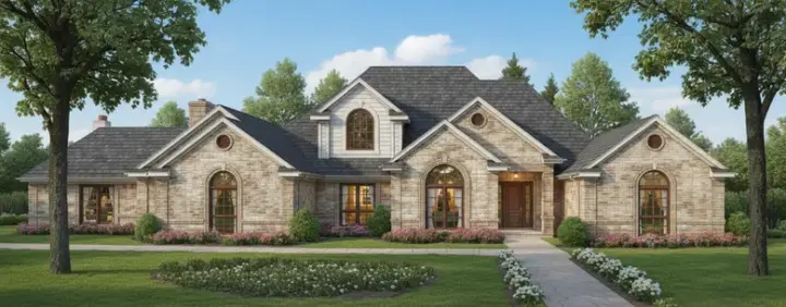 Traditional house plans 8-551 - front exterior, 3,721 sq ft, 4 bed, 4 bath house plans | Monster House Plans