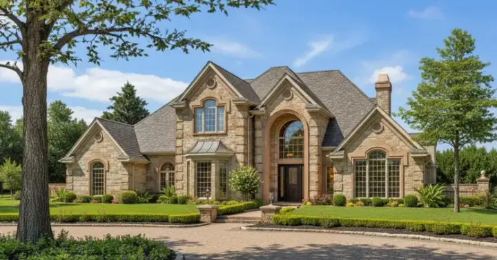 European house plans 8-567 - front exterior, 3,921 sq ft, 4 bed, 3 bath house plans | Monster House Plans