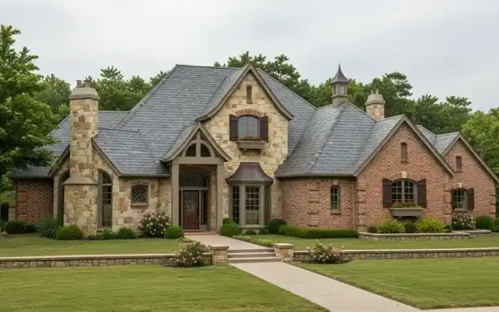 European house plans 8-568 - front exterior, 3,923 sq ft, 4 bed, 3 bath house plans | Monster House Plans