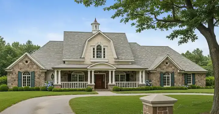 English Country house plans 8-573 - front exterior, 3,953 sq ft, 4 bed, 3 bath house plans | Monster House Plans
