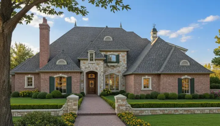 French Country house plans 8-582 - front exterior, 4,085 sq ft, 4 bed, 4 bath house plans | Monster House Plans