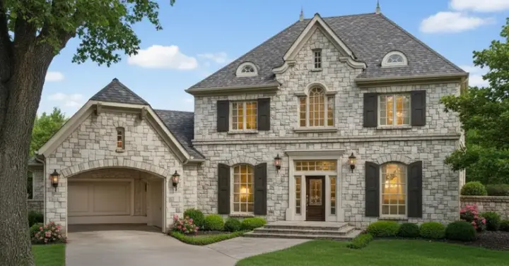 European house plans 8-584 - front exterior, 4,124 sq ft, 4 bed, 3 bath house plans | Monster House Plans