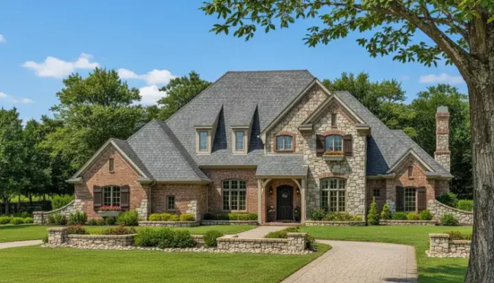 English Country house plans 8-587 - front exterior, 4,167 sq ft, 5 bed, 3 bath house plans | Monster House Plans
