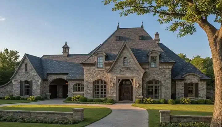 French Country house plans 8-588 - front exterior, 4,182 sq ft, 4 bed, 3 bath house plans | Monster House Plans
