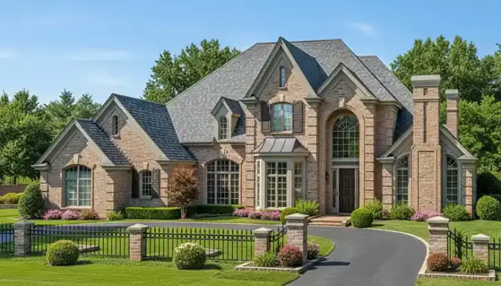 European house plans 8-592 - front exterior, 3,936 sq ft, 5 bed, 3 bath house plans | Monster House Plans