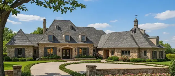 European house plans 8-604 - front exterior, 5,159 sq ft, 4 bed, 5 bath house plans | Monster House Plans