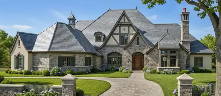 English Country house plans 8-611 - front exterior, 6,028 sq ft, 5 bed, 4 bath house plans | Monster House Plans