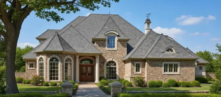 European house plans 8-628 - front exterior, 3,374 sq ft, 4 bed, 3 bath house plans | Monster House Plans
