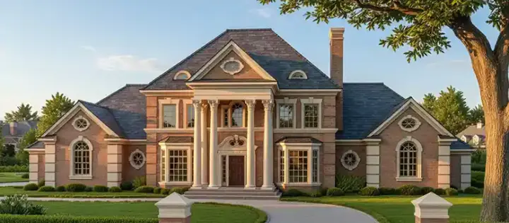 Georgian house plans 8-640 - front exterior, 4,063 sq ft, 5 bed, 3 bath house plans | Monster House Plans