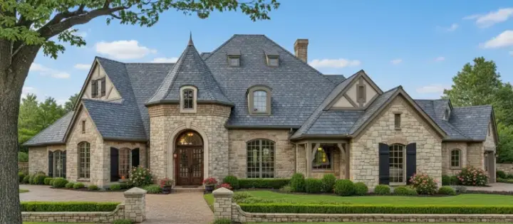 English Country house plans 8-641 - front exterior, 4,023 sq ft, 4 bed, 4 bath house plans | Monster House Plans