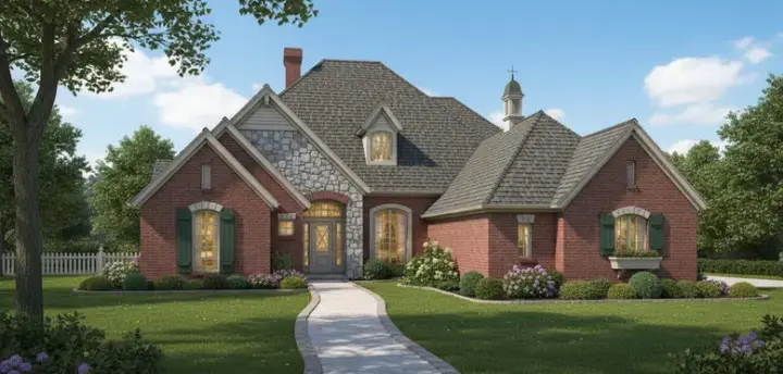 English Country house plans 8-654 - front exterior, 2,546 sq ft, 4 bed, 3 bath house plans | Monster House Plans