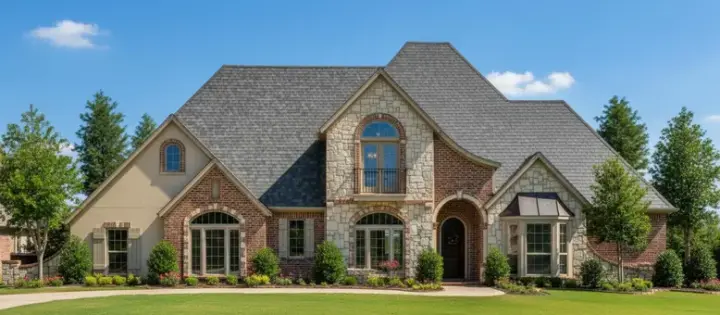 French Country house plans 8-714 - front exterior, 3,430 sq ft, 4 bed, 3 bath house plans | Monster House Plans