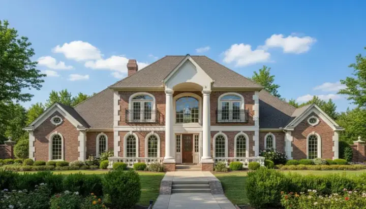European house plans 8-723 - front exterior, 3,852 sq ft, 4 bed, 3 bath house plans | Monster House Plans