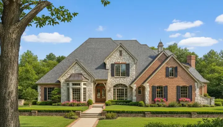 European house plans 8-724 - front exterior, 3,897 sq ft, 4 bed, 4 bath house plans | Monster House Plans