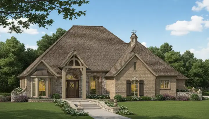 Traditional house plans 8-747 - front exterior, 2,660 sq ft, 4 bed, 3 bath house plans | Monster House Plans